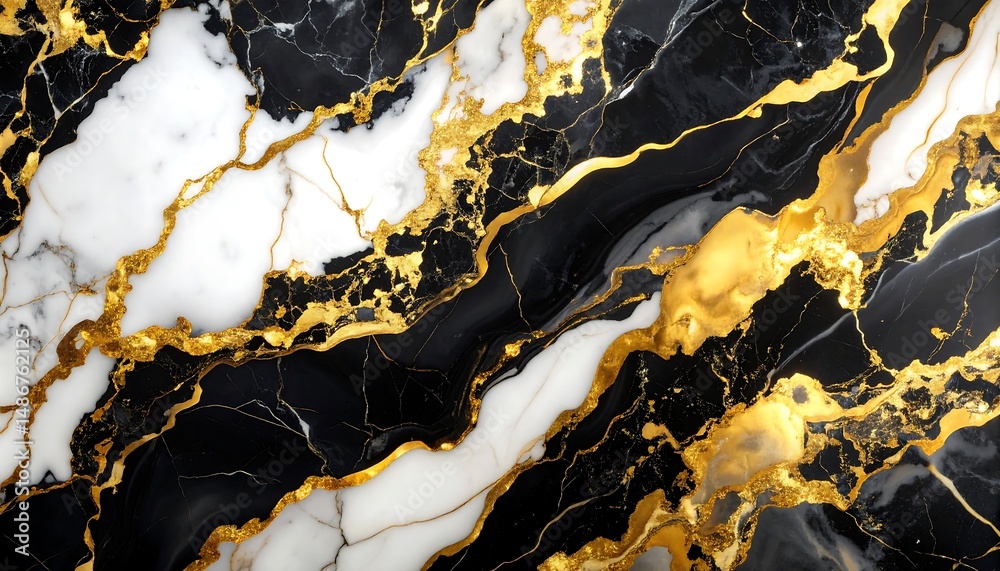 Obraz premium Elegant Black, White, and Gold Marble Texture