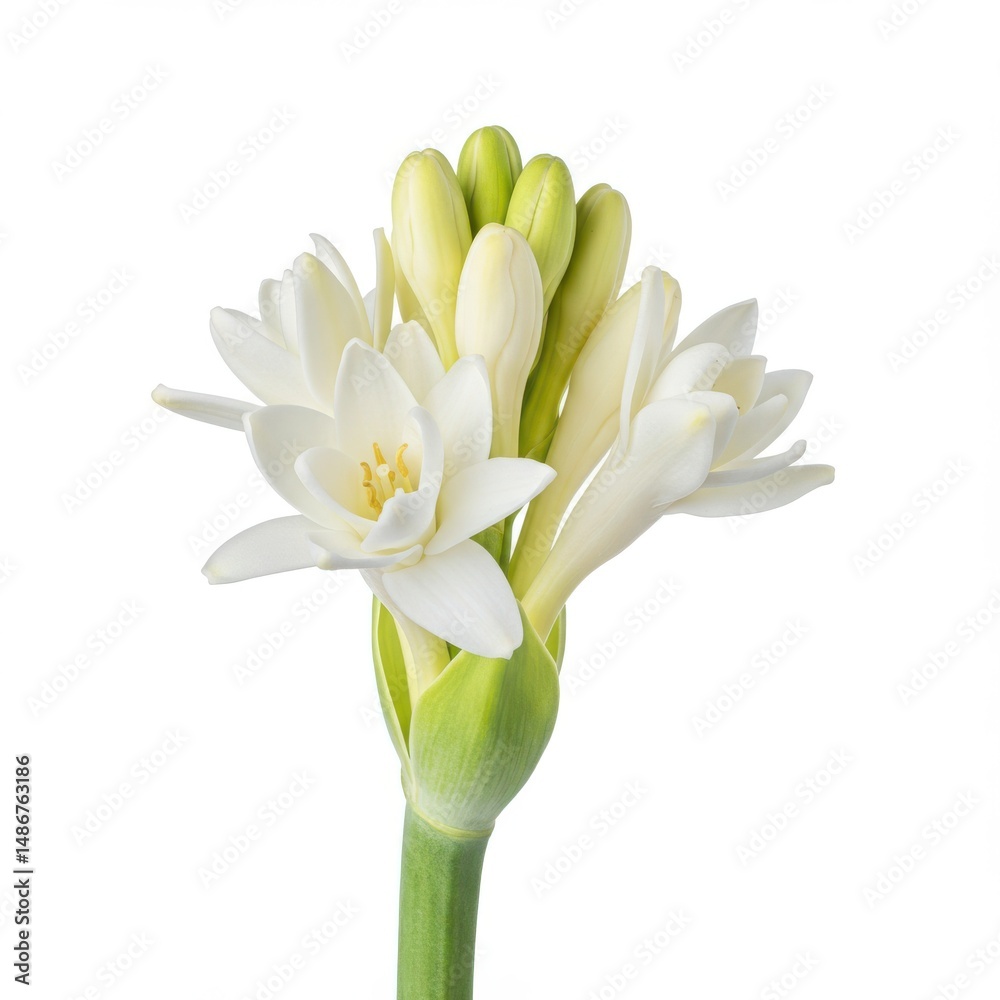 Fototapeta premium Tuberose flower isolated on white background for botanical illustration, decoration, and floral design.