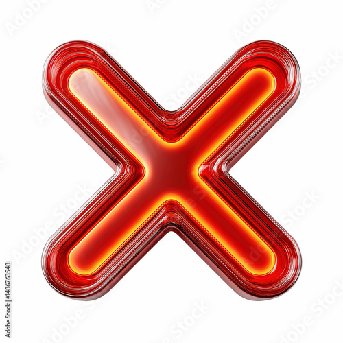 Glowing Red Neon Cross Symbol Rejection,