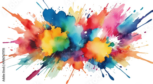 Vibrant Watercolor Splash Explosion with Bright Colorful Drips and Abstract Texture