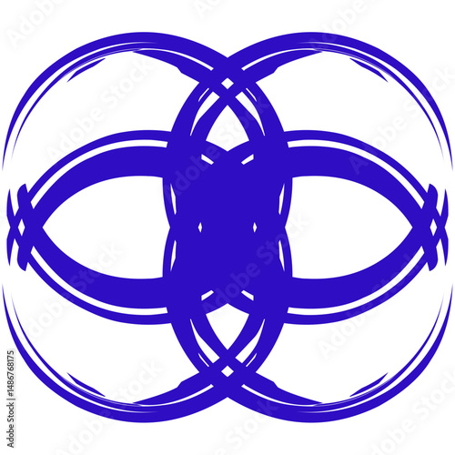Abstract illustration featuring intersecting circles creating a modern design in blue against a clean white backdrop Great for graphic design projects