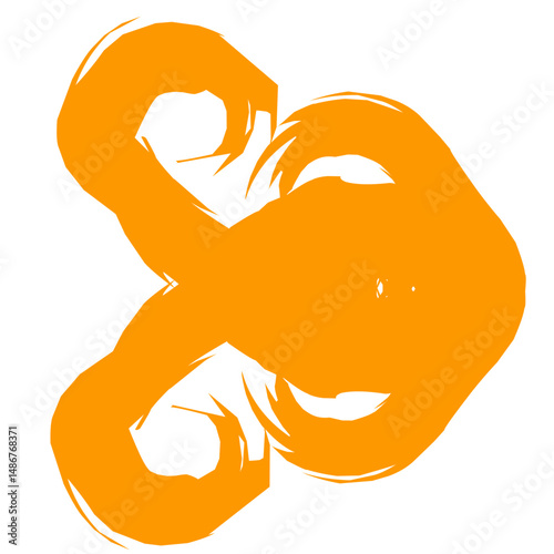 Abstract orange shape featuring a dynamic brushstroke texture is isolated on a white background, ideal for artistic design and creative projects.