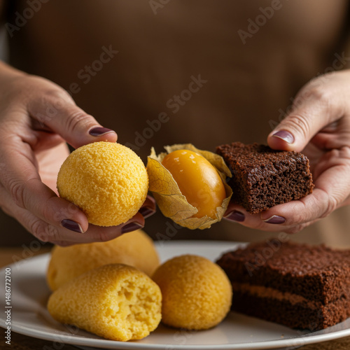 Brazilian Festa Junina Sweets Held in Hands – Pamonha, Corn Cake, and Corn Treats