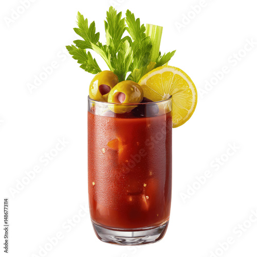 Classic Bloody Mary Cocktail with Celery, Olives,