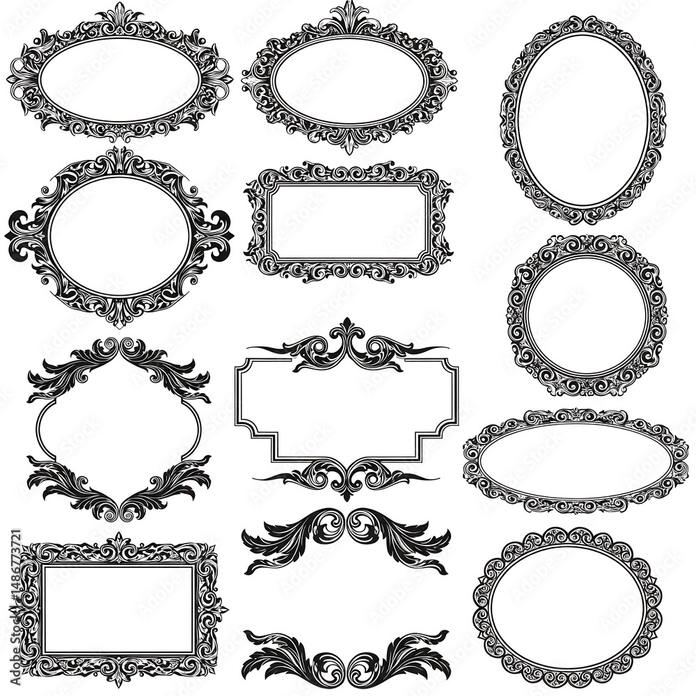 Obraz premium Ornate frames and borders vector set
