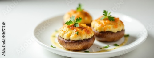 Crab Stuffed Mushrooms: Elegant Seafood Appetizer on White