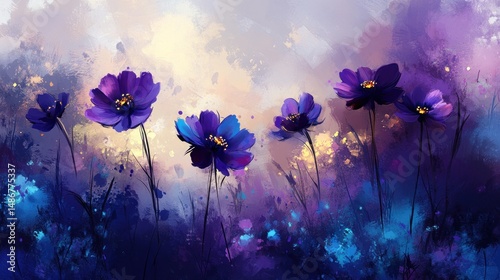 Vibrant floral landscape in a painterly style.