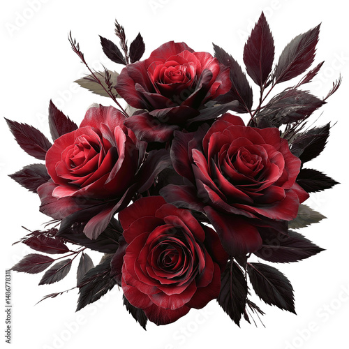 Dark Red Roses Bouquet Close-Up