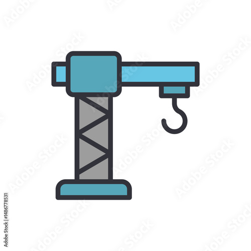 Stylized Crane Illustration Depicting Construction And Lifting Equipment