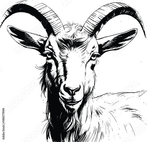 Illustration of a goat on a white background