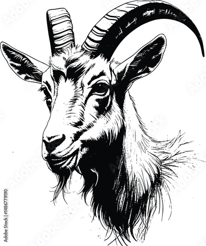 Illustration of a goat on a white background
