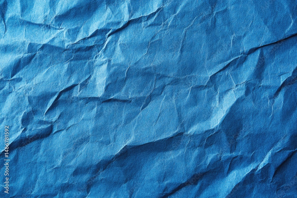 Fototapeta premium Close-up of crumpled, deep blue paper