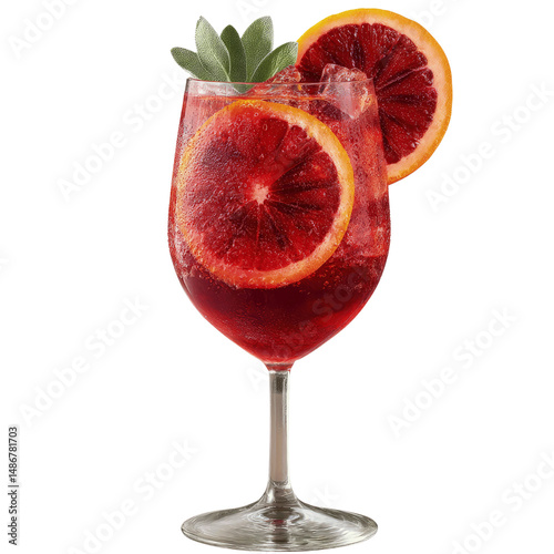 Refreshing Blood Orange Cocktail in Wine Glass