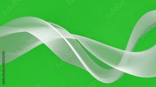 Abstract Green Wave: A flowing, ethereal white wave gracefully dances against a vibrant green backdrop, inviting a sense of calm, serenity, and modern artistry.