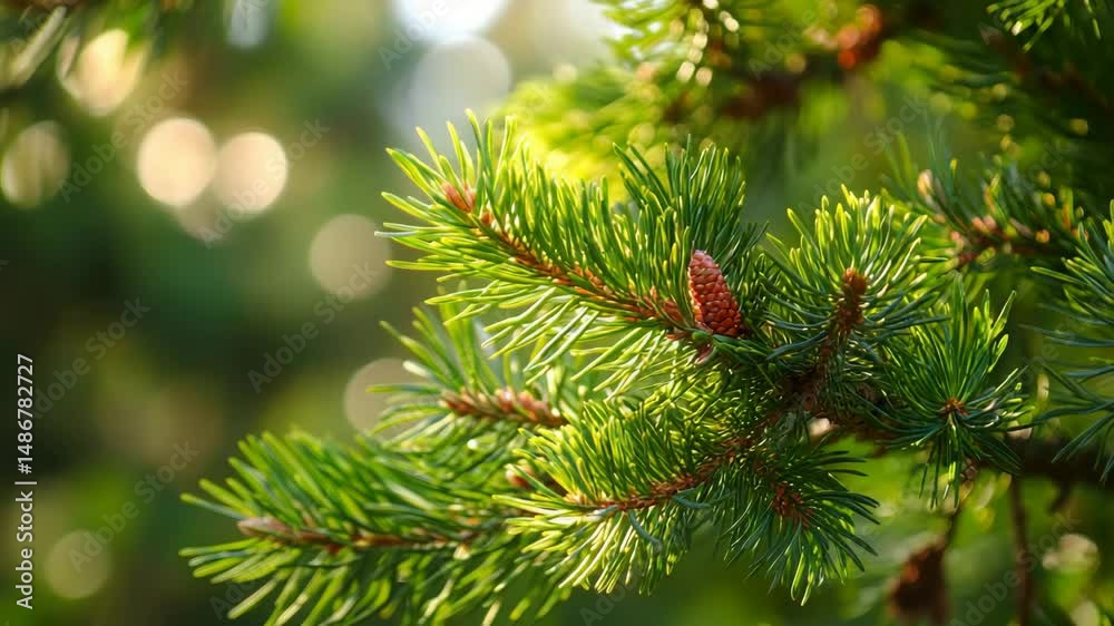 A close up of a pine tree branch