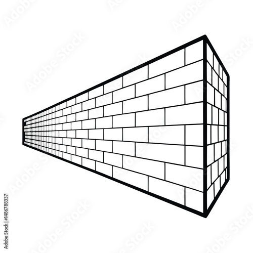 Isometric Brick Wall: 3D Design, Architecture, Construction Coloring Page