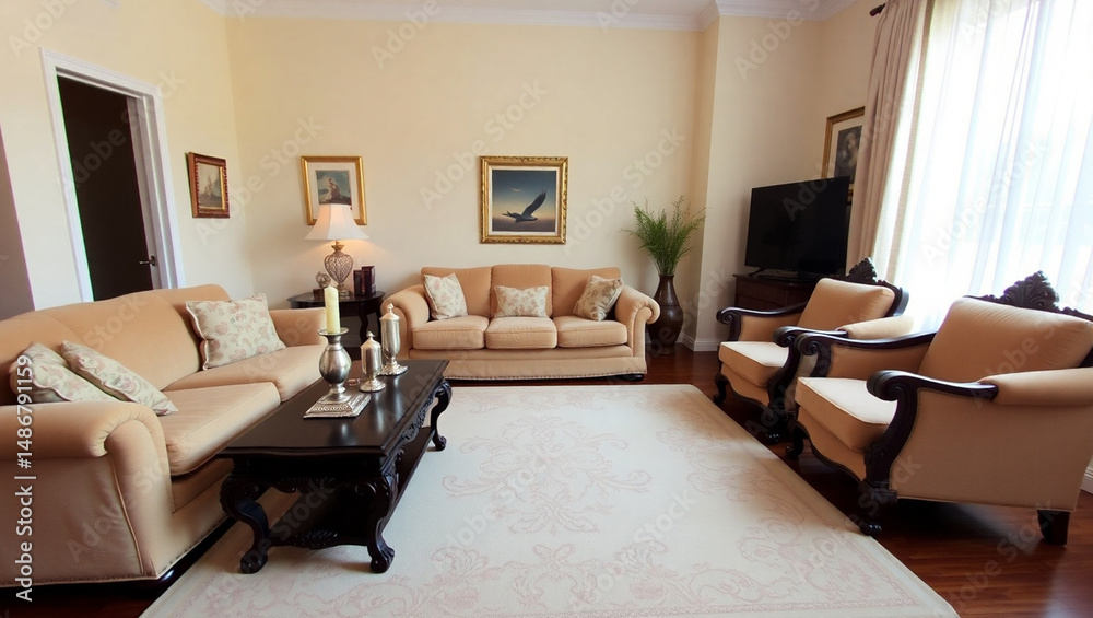 Fototapeta premium modern living room with fireplace 