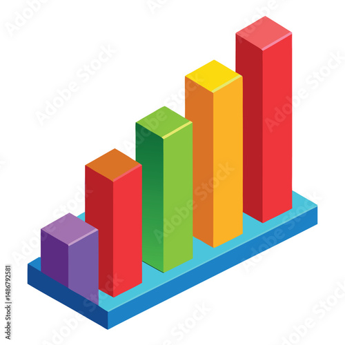 A vibrant 3D bar chart showing upward trends with white background