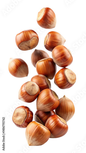 Wallpaper Mural Flying Whole and Shelled Hazelnuts isolated on transparent white background, clipping path Torontodigital.ca