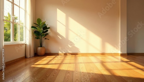 Rich  warm hardwood flooring in a sunlit room   timber  sunlight  light