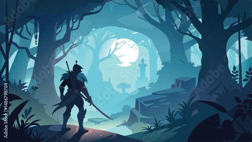 Knight on a Noble Quest: Silhouette of a Warrior's Journey