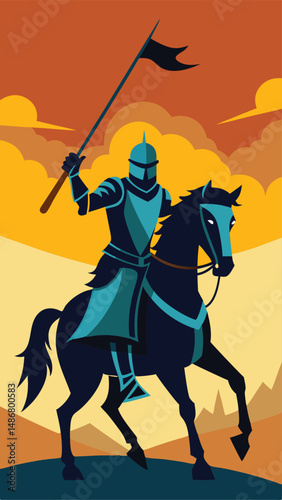 Intense Medieval Jousting Duel in Silhouette