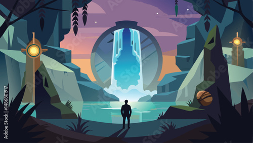 Mystical Silhouette of a Portal Leading to Another Realm