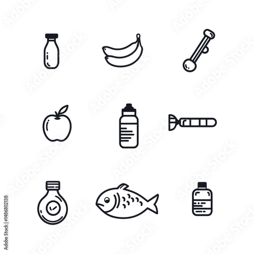 The fish icon is a simple element illustration from the Gym and Health collection set that can be utilized for web and mobile purposes