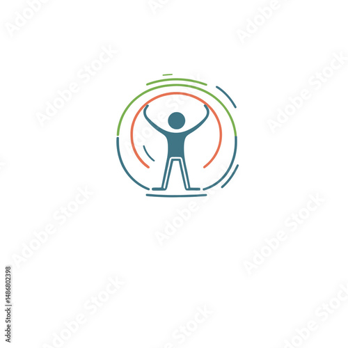 The modern stick man hoop icon is a trendy flat design from the gym and fitness collection, isolated on a white background, suitable for web and mobile graphic design, logos, and eps