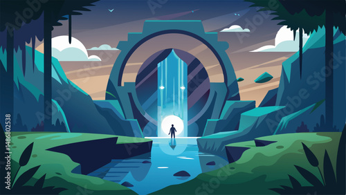 Silhouette of an Ethereal Portal to a Mysterious Otherworldly Realm