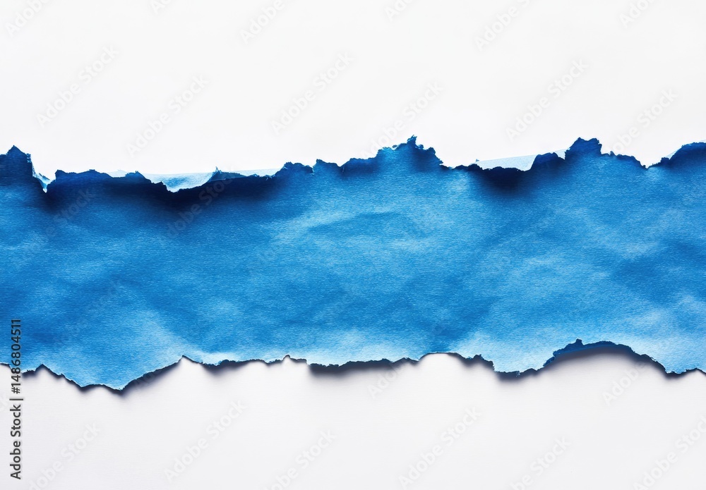 Obraz premium Ripped blue paper strip on white (1)