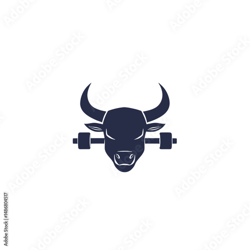 The Bull Gym icon is a body builder sign isolated on a white background