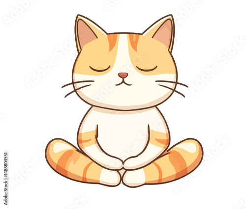 Modern illustration of cartoon funny cats in yoga positions isolated