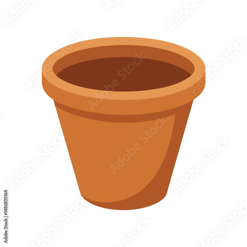 An empty flower earthen pot on a vector art illustration