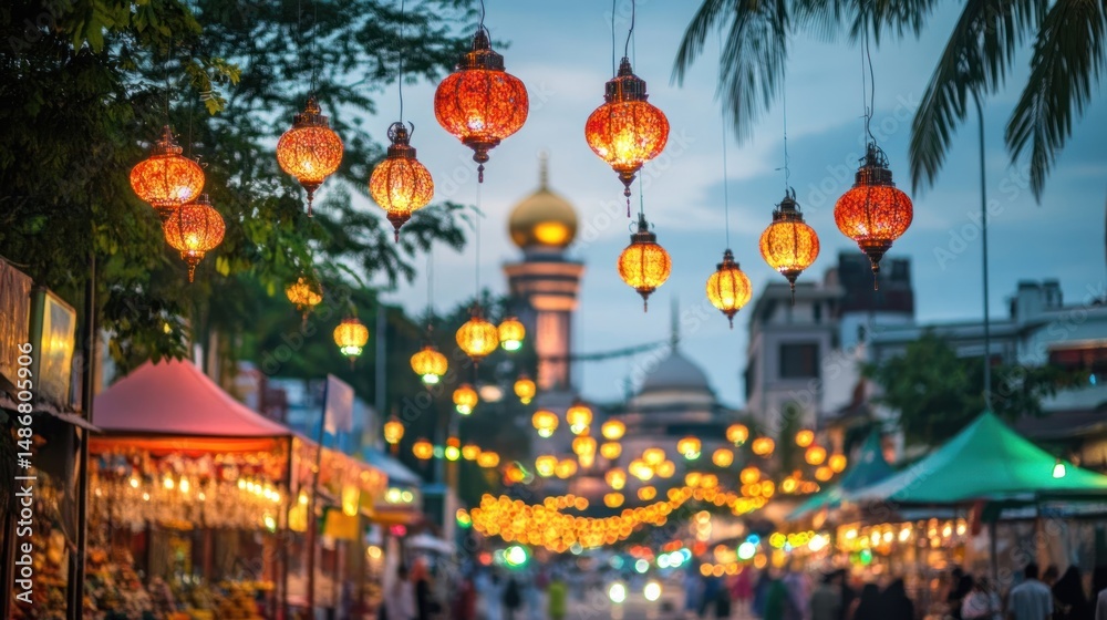 Naklejka premium Evening Market Lights in Kuala Lumpur