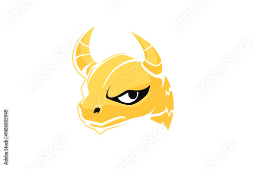 A modern and stylized illustration of a simple dragon logo is set against a black background with a creative twist