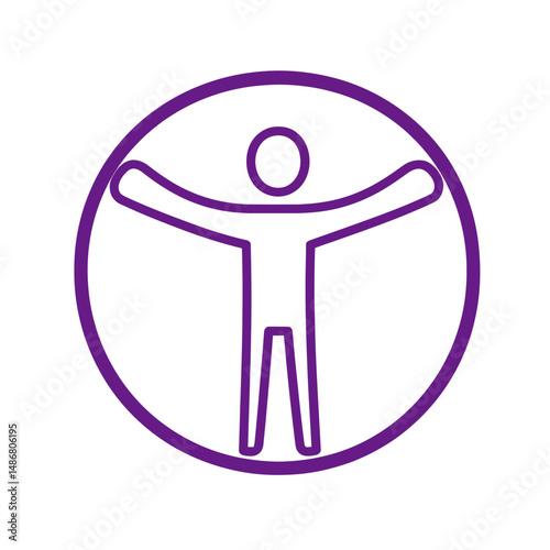 A linear modern icon from the gym concept, featuring a stick man hoop outline in a thin line style, isolated on a white background