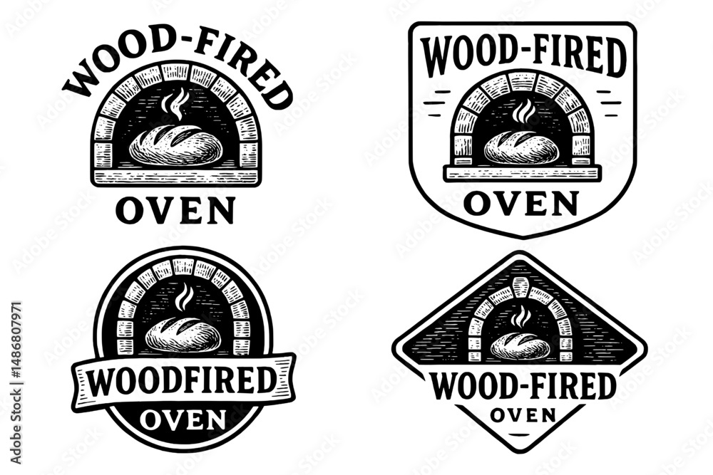 Fototapeta premium Crafting timeless wood-fired oven designs in vintage illustration style for culinary enthusiasts and artisans alike