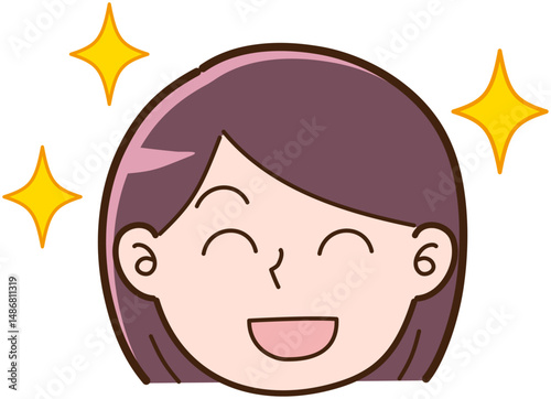 シンプルな手描きの笑顔の女性のイラスト

