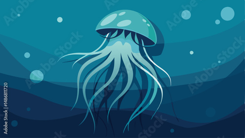 Silhouetted Jellyfish Drifting Gracefully in the Ocean Depths