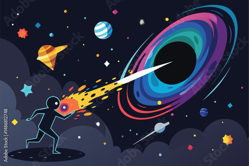 Captured Silhouette of a Black Hole Exerting a Gravitational Pull on a Vibrant Spa