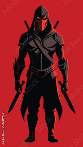 Stealthy Silent Killer Assassin Silhouette in the Shadows