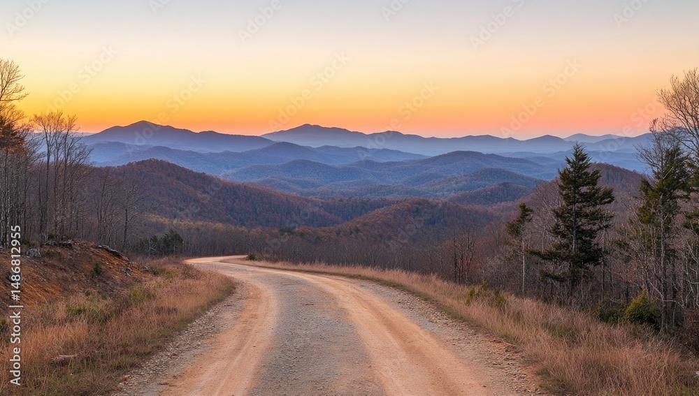 Winding mountain road at sunrise Winding mountain road at sunrise