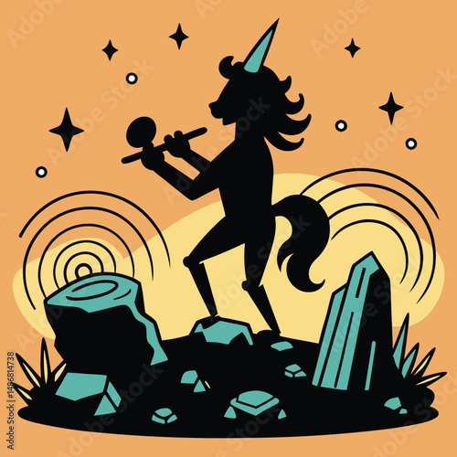 Enchanted Melody: The Centaur's Musical Silhouette