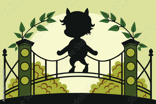 Mystical Silhouette of a Centaur Traversing the Bridge of Three