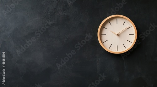 Wallpaper Mural Minimalist beige wall clock on dark gray textured background Torontodigital.ca