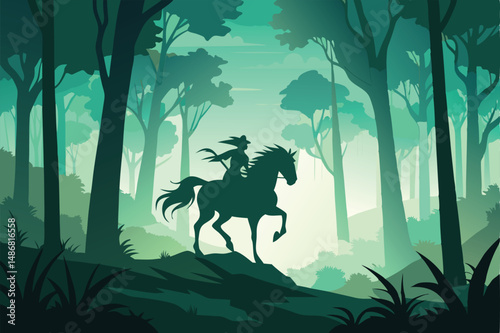 Majestic Silhouette of a Centaur in Misty Gallop