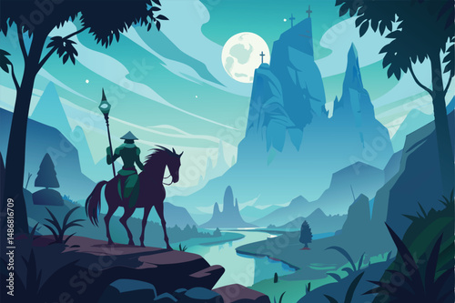 The Mythical Guide: A Silhouette of a Centaur Guiding Lost Travelers Through the Wilderness