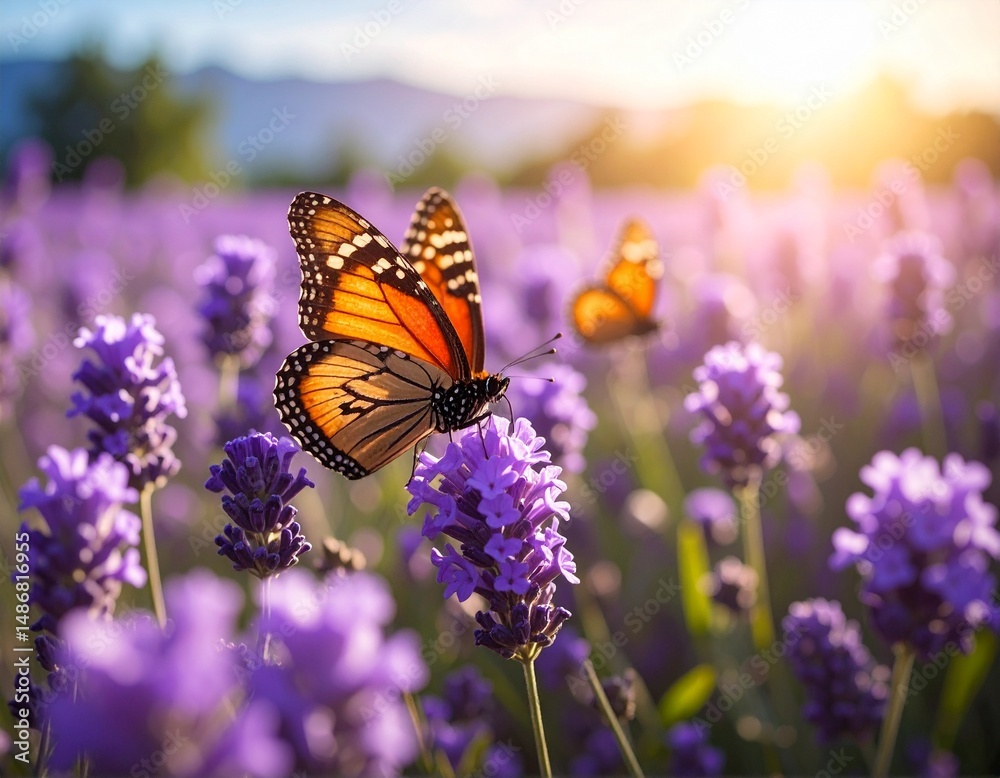 Fototapeta premium Whispers of Wings: The Butterfly's Dance A delicate journey through color, light, and nature's silent grace.