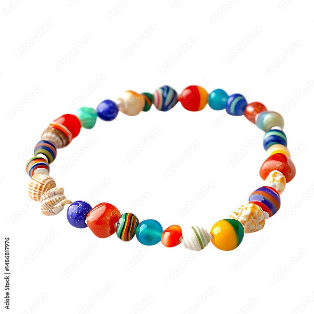 Playful Anklet with Oversized Beads in a Mix Isolated on Transparent Background Playful Anklet with Oversized Beads in a Mix Isolated on Transparent Background